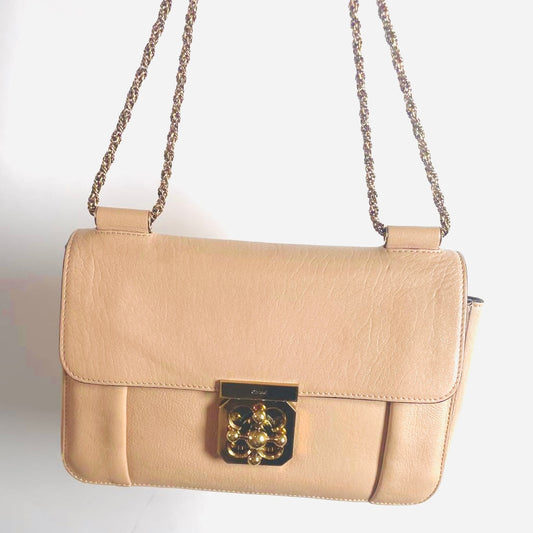 Chloe Elsie Blush Pink GHW 2-Way Leather Chain Flap Shoulder Sling Bag