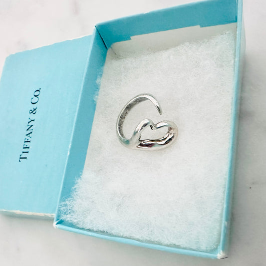 Tiffany & Co T&C Elsa Peretti Open Heart 925 Sterling Silver Ring