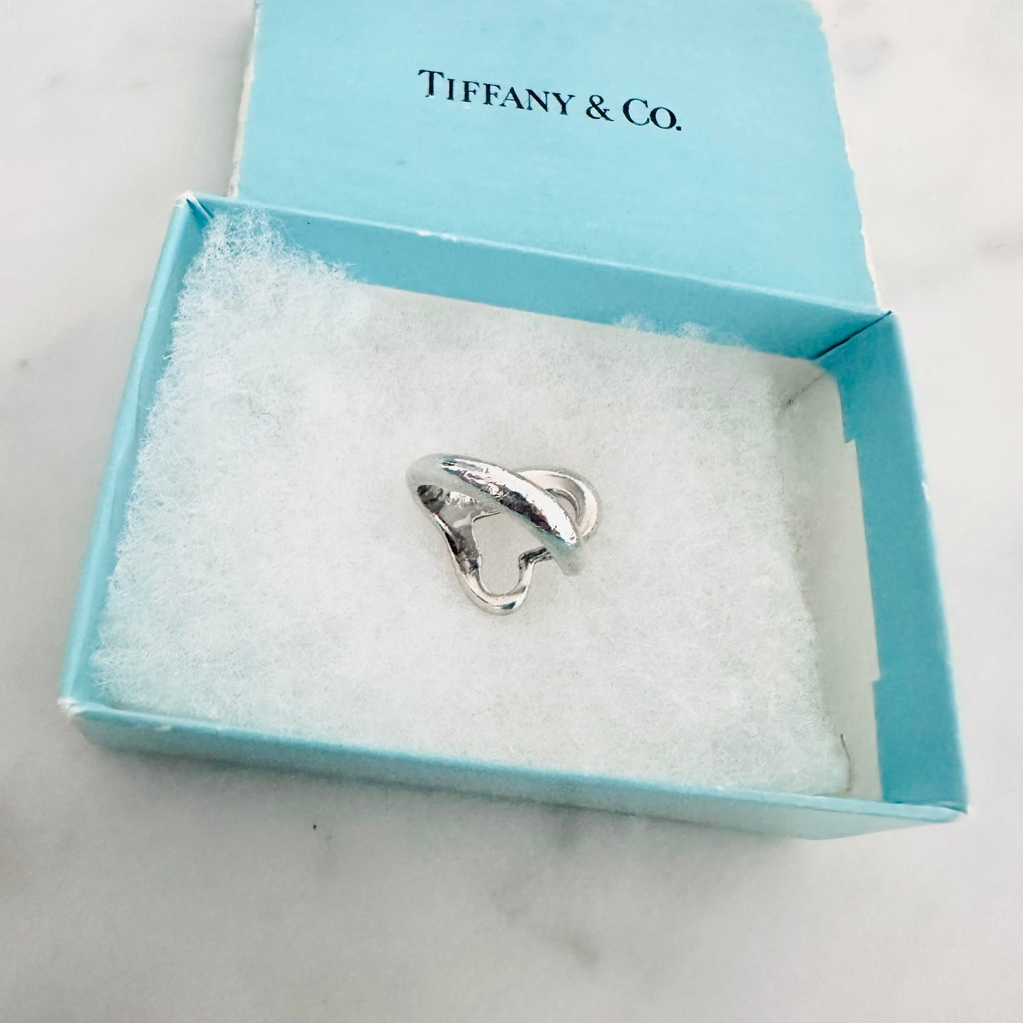Tiffany & Co T&C Elsa Peretti Open Heart 925 Sterling Silver Ring