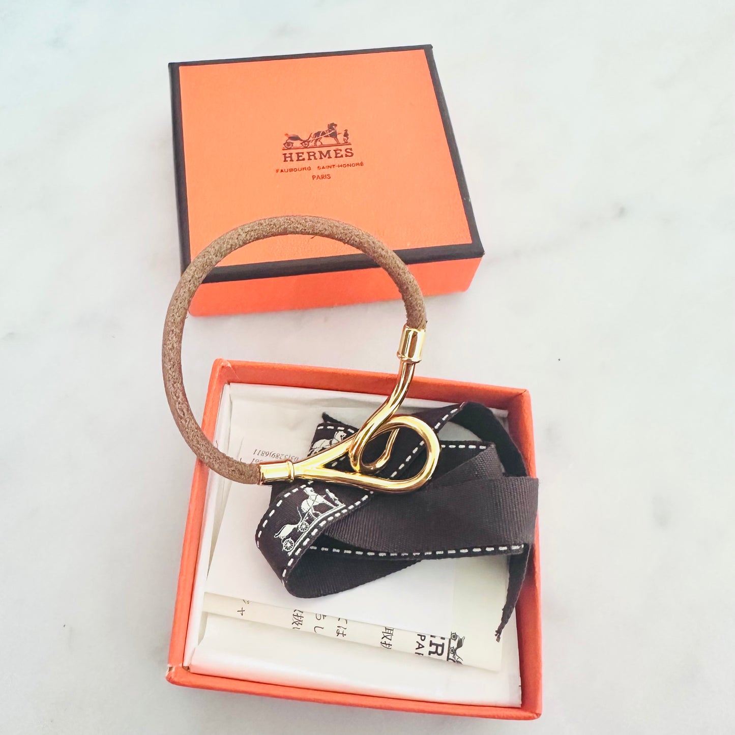 Hermes Gold GHW Jumbo H Leather Clasp Bracelet Bangle