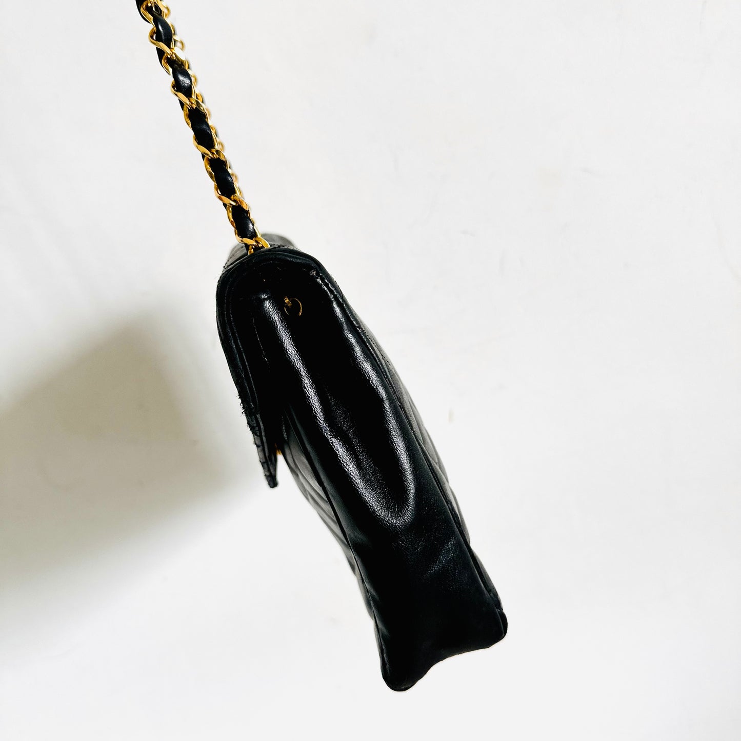 Chanel Black GHW Quilted Lambskin Flap Vintage Shoulder Sling Bag