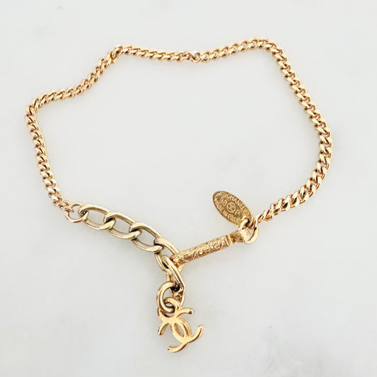 Chanel Gold CC Monogram Logo Vintage Chain Bracelet