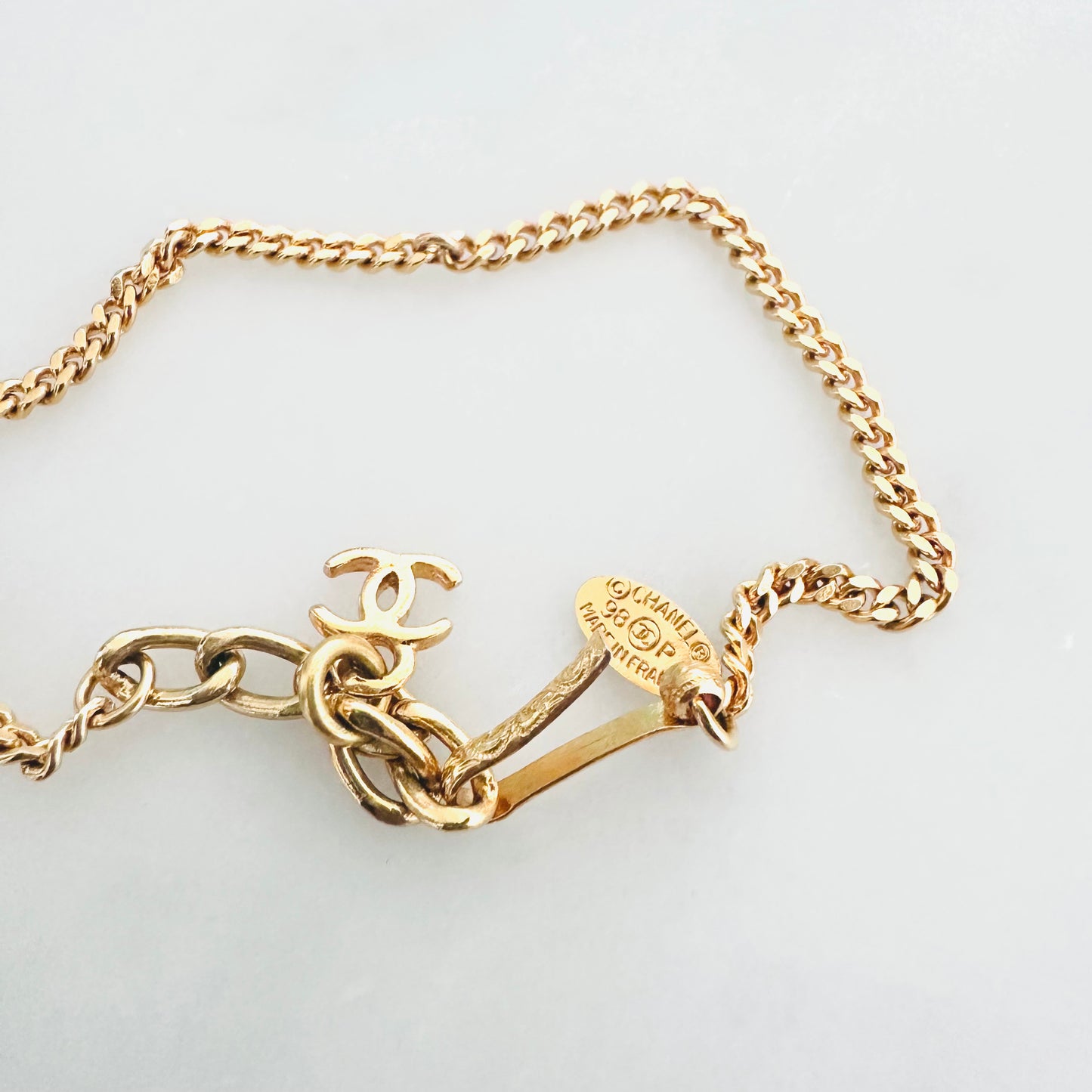 Chanel Gold CC Monogram Logo Vintage Chain Bracelet