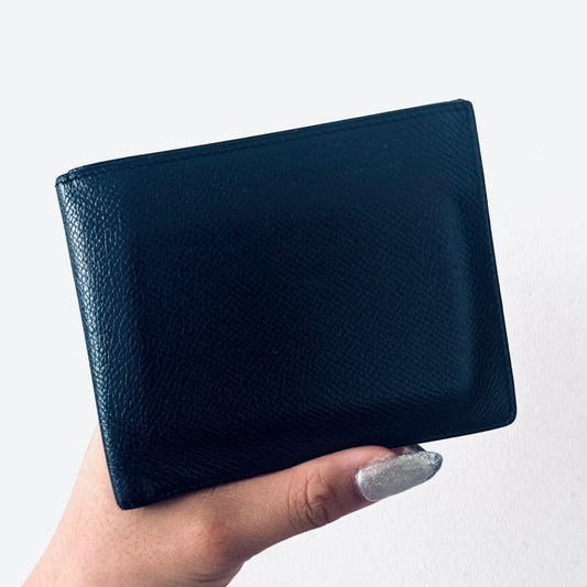 Hermes Navy Blue Epsom Leather MC2 Copernic Flap Bifold Compact Wallet