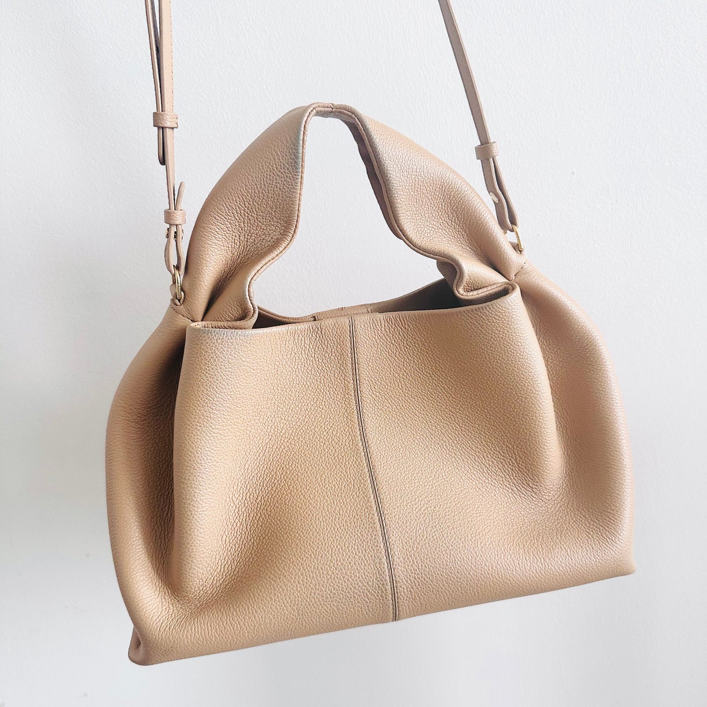 Polene Numero Neuf Beige GHW Leather Top Handle 2-Way Shoulder Sling Bag