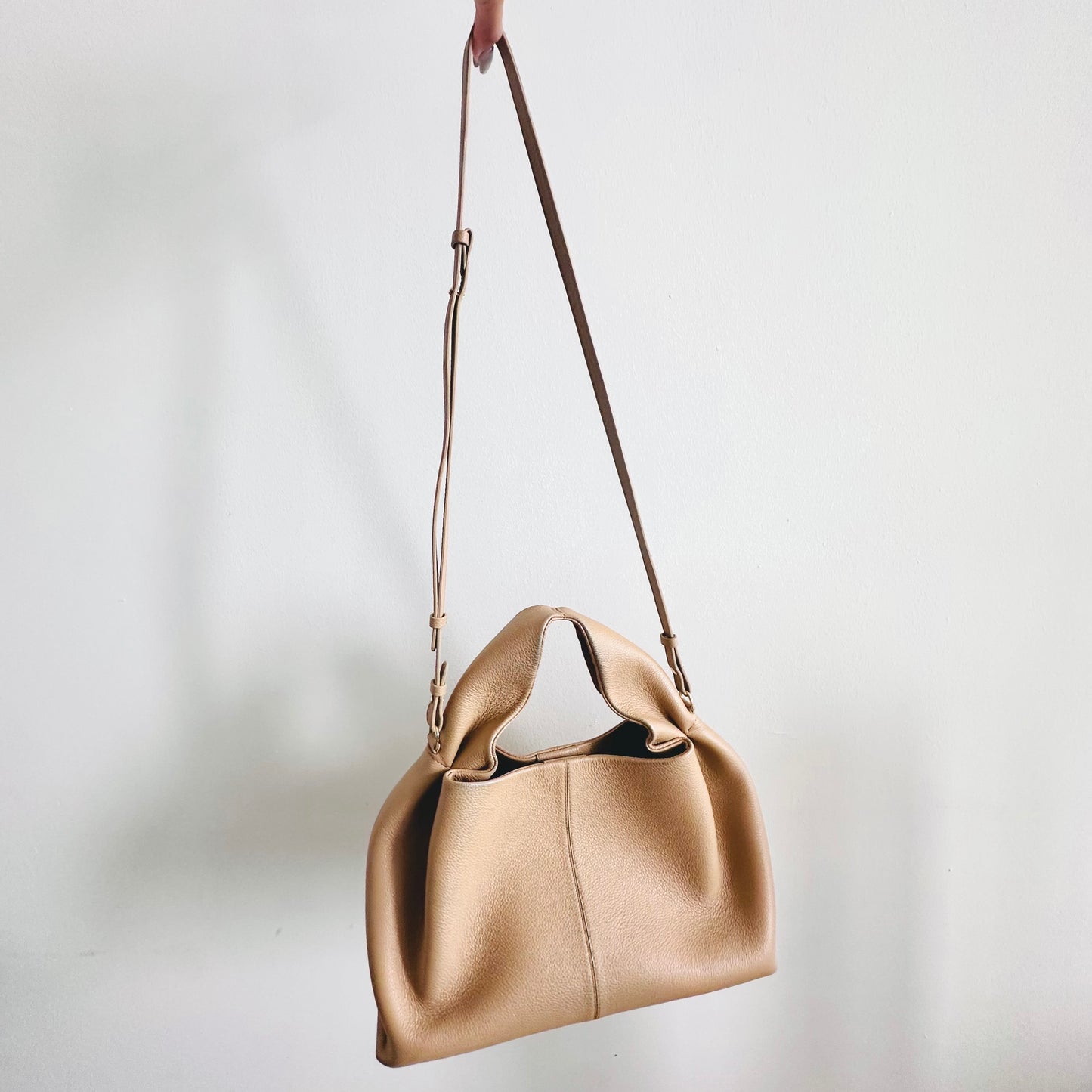 Polene Numero Neuf Beige GHW Leather Top Handle 2-Way Shoulder Sling Bag