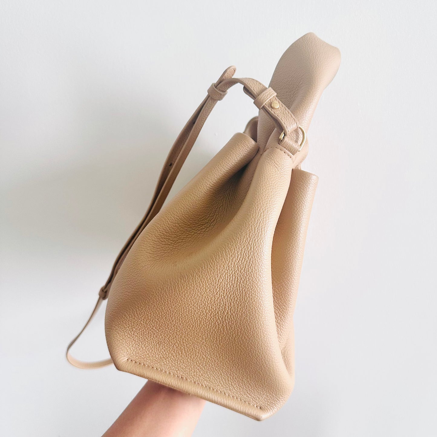 Polene Numero Neuf Beige GHW Leather Top Handle 2-Way Shoulder Sling Bag