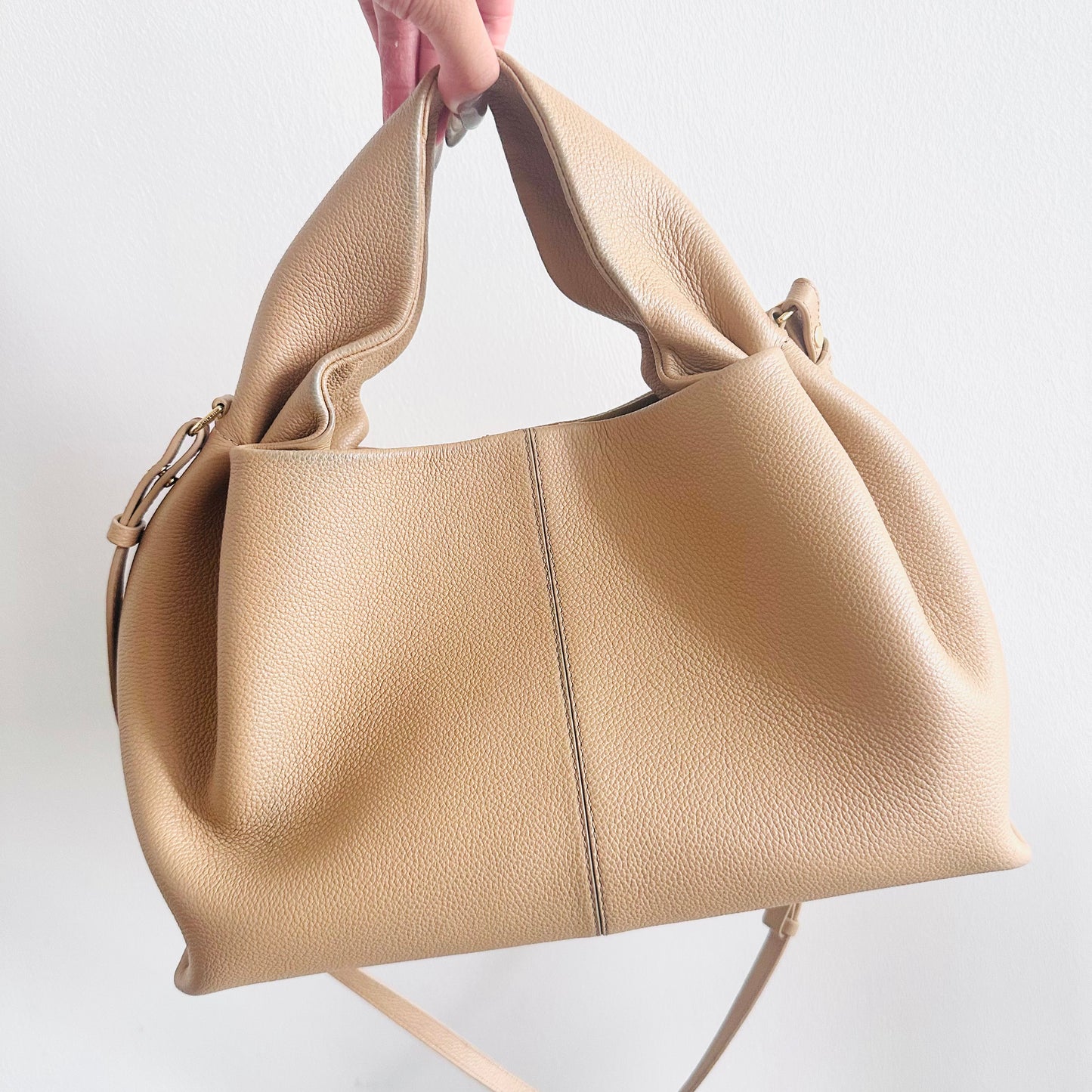 Polene Numero Neuf Beige GHW Leather Top Handle 2-Way Shoulder Sling Bag