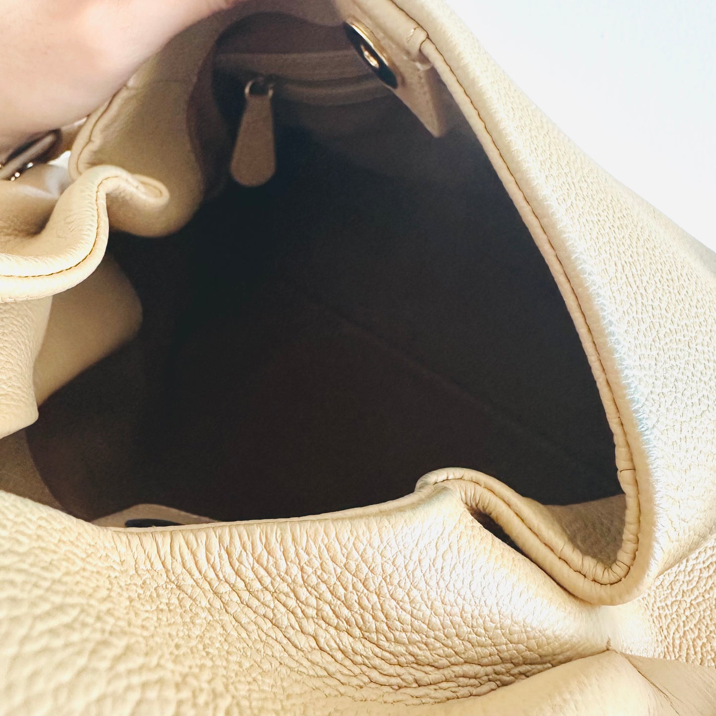 Polene Numero Neuf Beige GHW Leather Top Handle 2-Way Shoulder Sling Bag