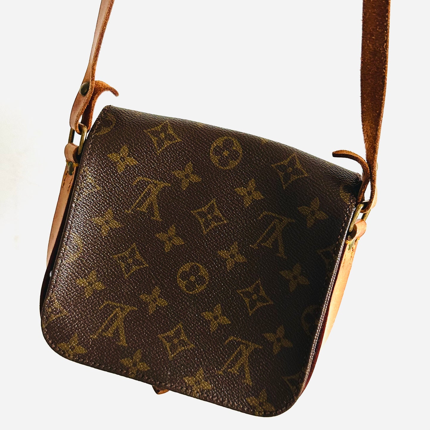 Louis Vuitton LV Mini Cartouchiere Monogram Logo GHW Vintage Flap Shoulder Sling Bag