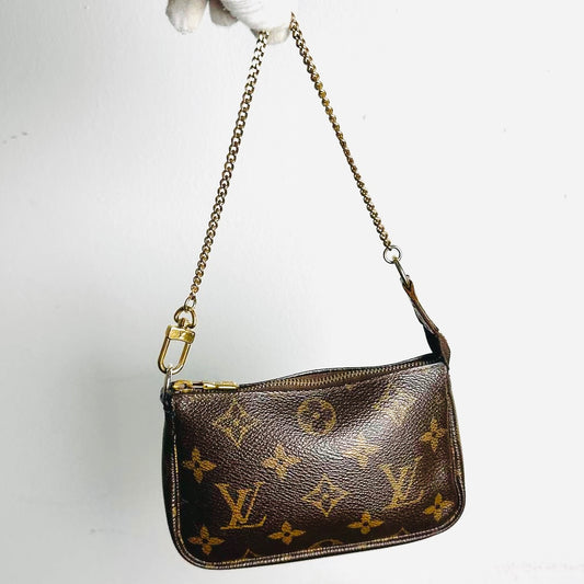 Louis Vuitton Monogram Logo GHW LV Mini Shoulder Hobo Pochette Accessoires Accessories Bag