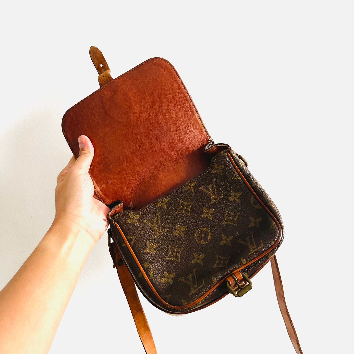 Louis Vuitton LV Mini Cartouchiere Monogram Logo GHW Vintage Flap Shoulder Sling Bag