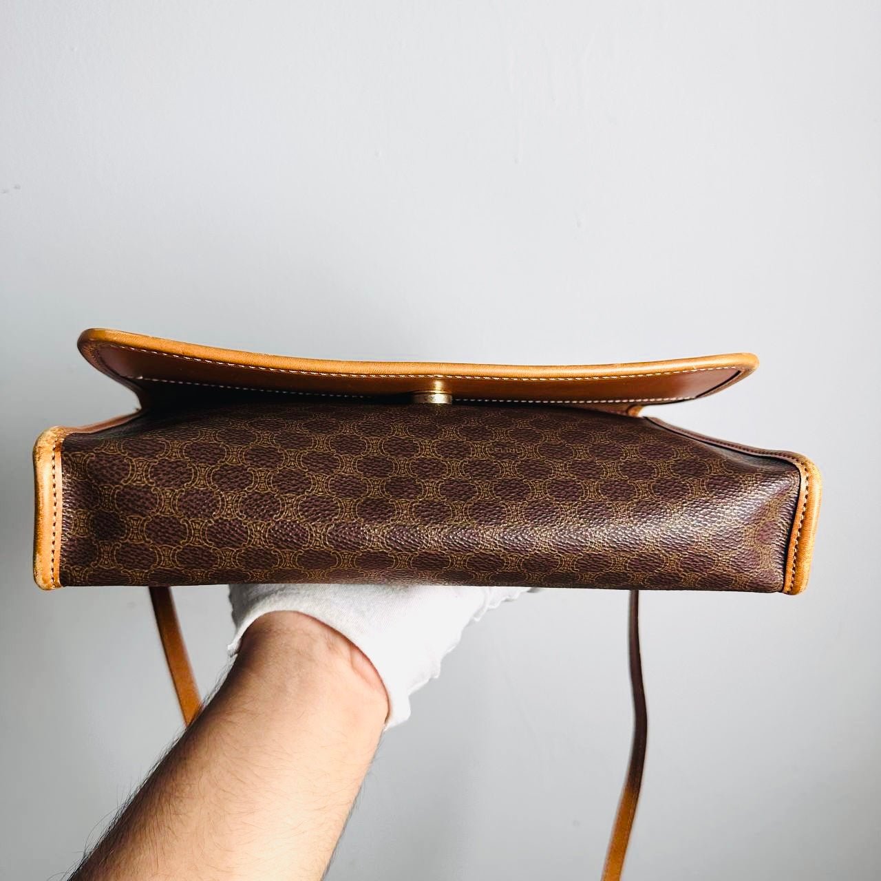 Celine Triomphe Macadam Monogram Logo Flap Vintage Shoulder Sling Bag