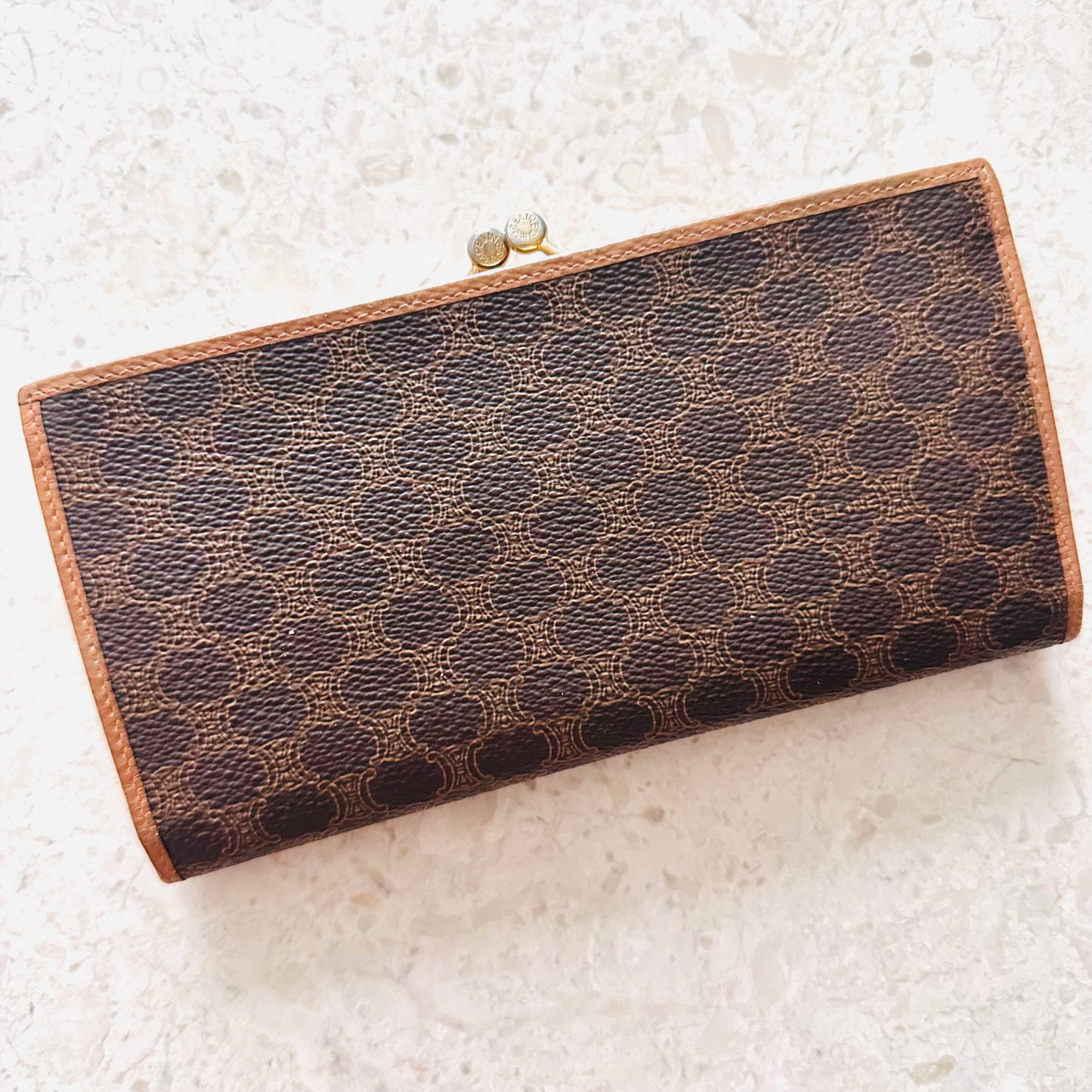 Celine Triomphe Monogram Logo GHW Long Bifold Wallet