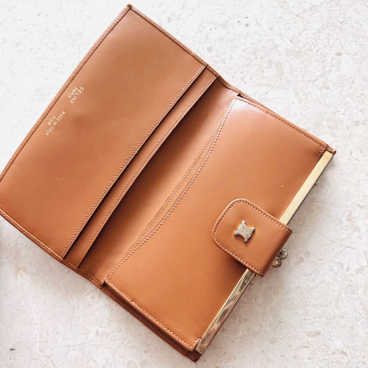 Celine Triomphe Monogram Logo GHW Long Bifold Wallet