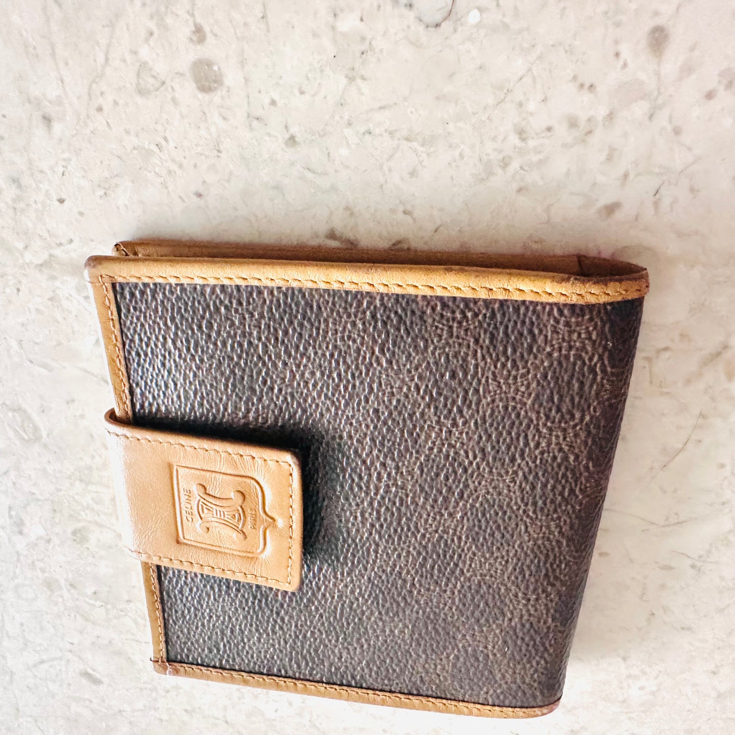 Celine Triomphe Macadam Monogram Logo GHW Flap Compact Bifold Wallet