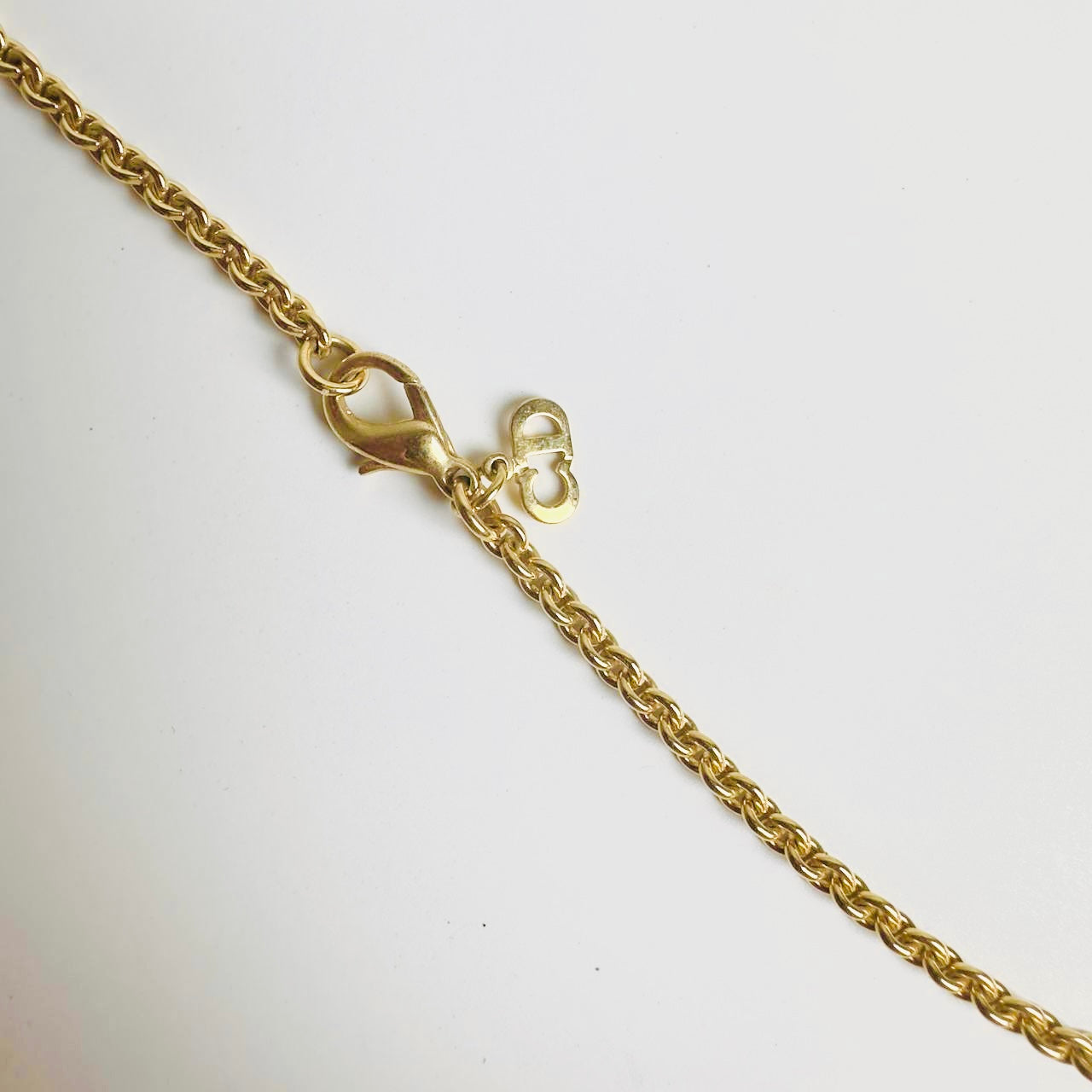 Christian Dior CD Gold & Crystals Giant Monogram Logo Charms Vintage Pendant Necklace
