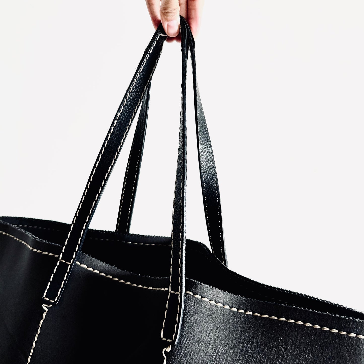 Prada Black Classic Monogram Logo Wide Shopper Shoulder Tote Bag