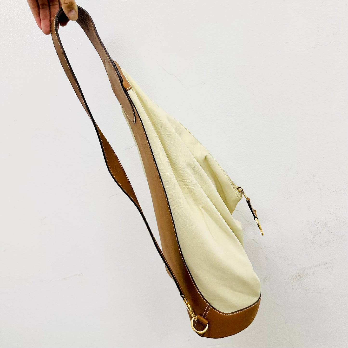 Loewe Anton Caramel Tan Brown / Cream Monogram Logo Shoulder Sling Bag