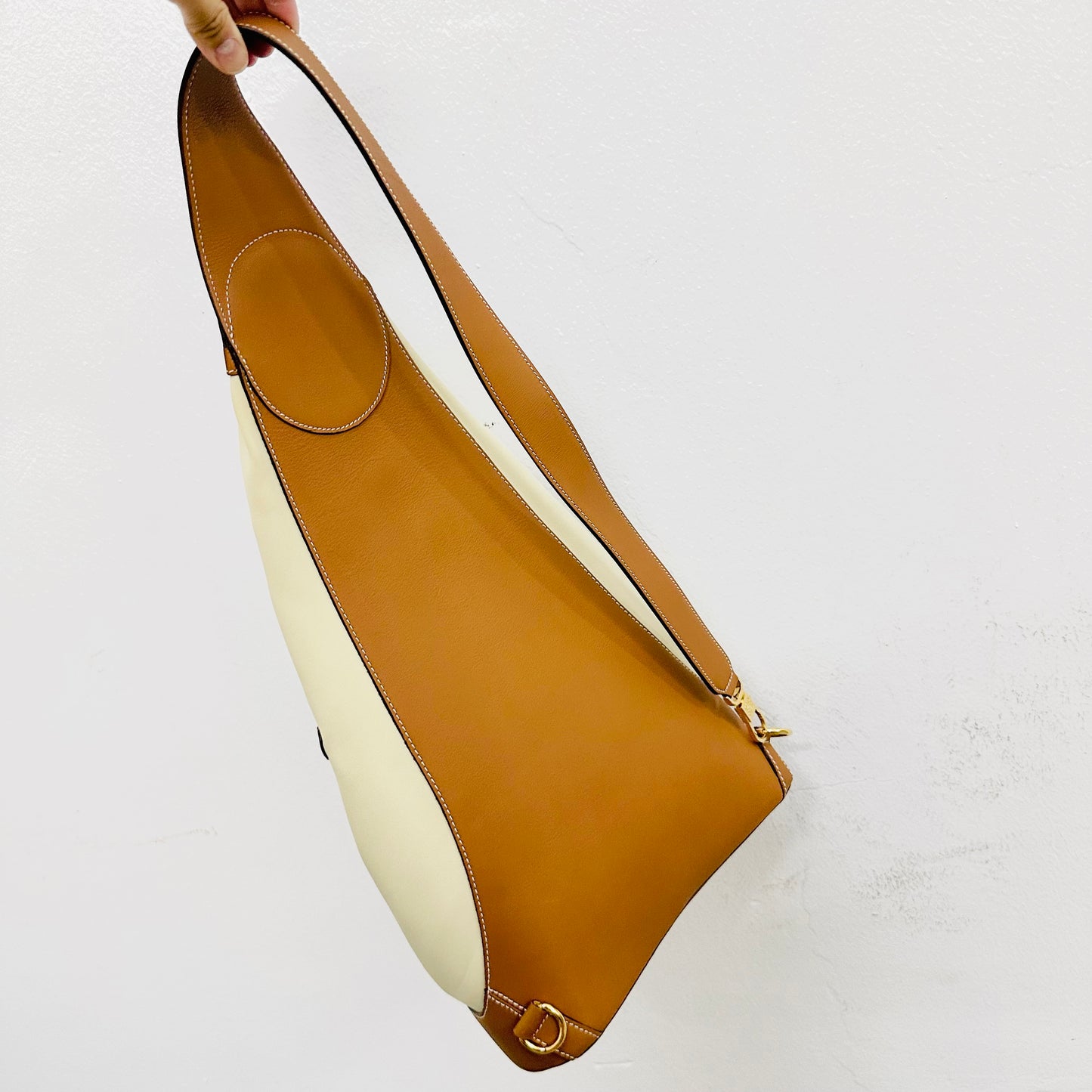 Loewe Anton Caramel Tan Brown / Cream Monogram Logo Shoulder Sling Bag