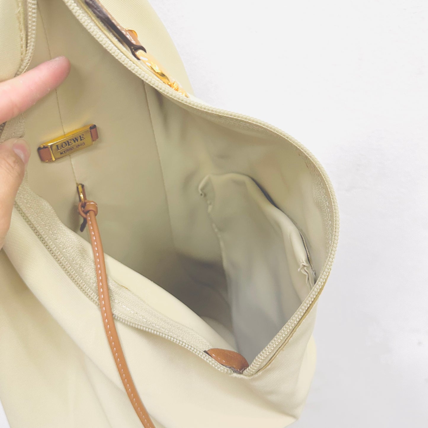 Loewe Anton Caramel Tan Brown / Cream Monogram Logo Shoulder Sling Bag