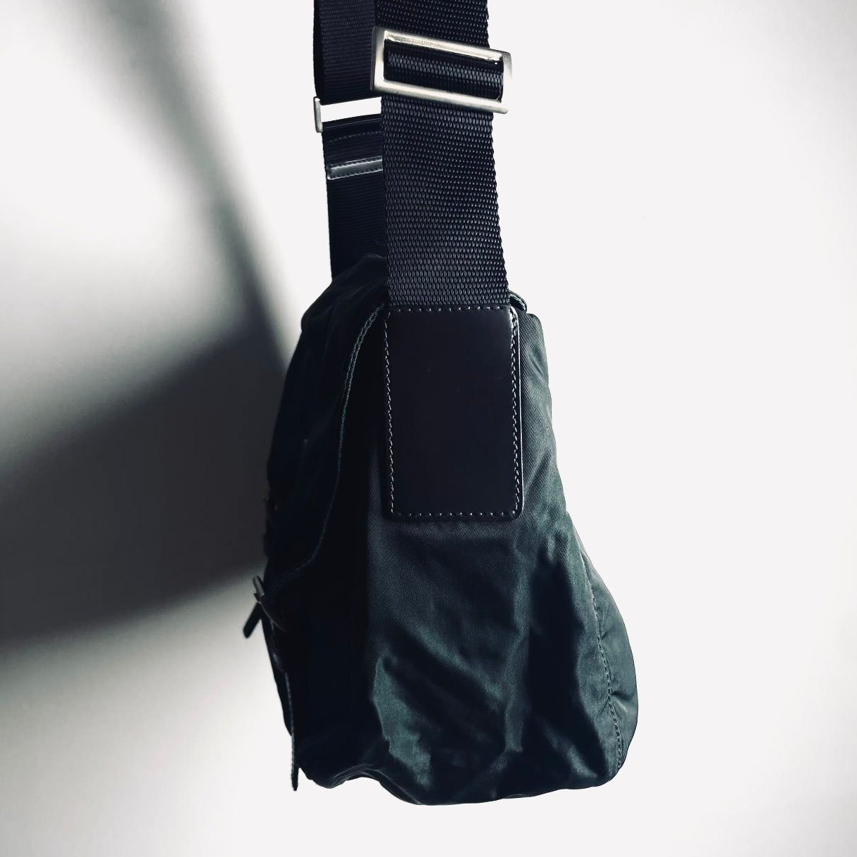 Prada Malachite Jade Green Tessuto Nylon Monogram Logo Classic Flap Shoulder Sling Bag