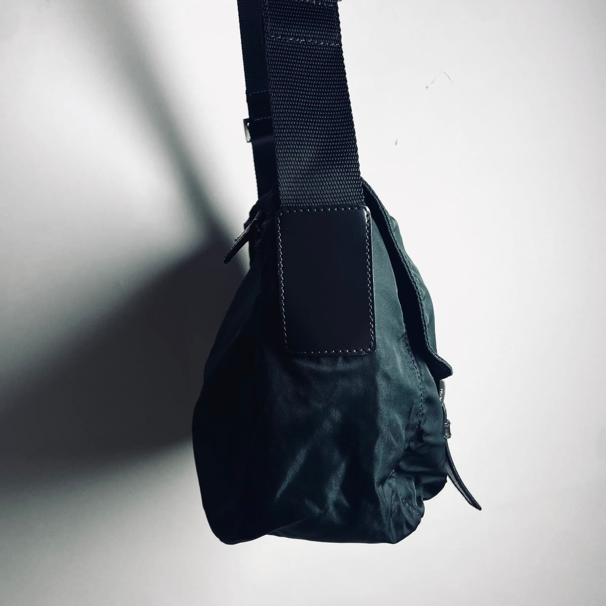 Prada Malachite Jade Green Tessuto Nylon Monogram Logo Classic Flap Shoulder Sling Bag