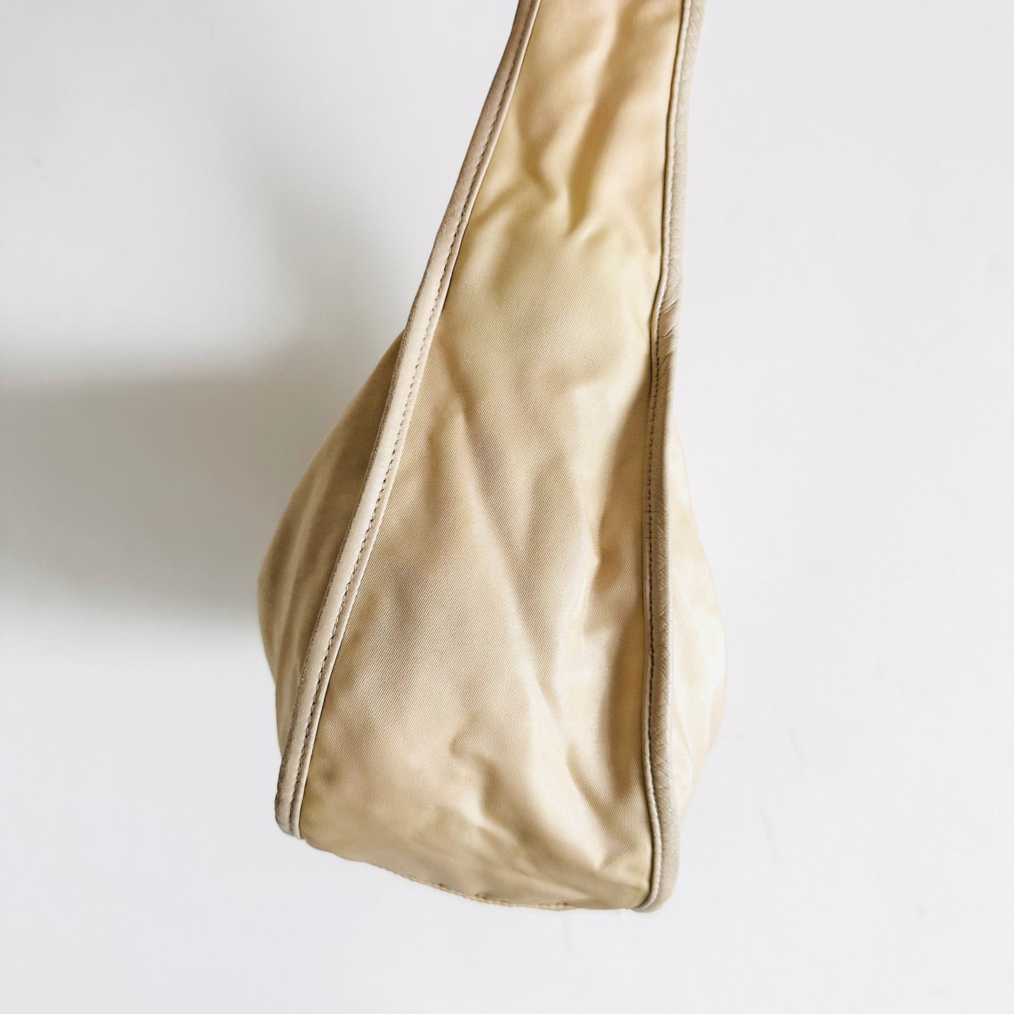 Prada Cream White Tessuto Classic Logo Nylon Baguette Hobo Pochette Shoulder Bag