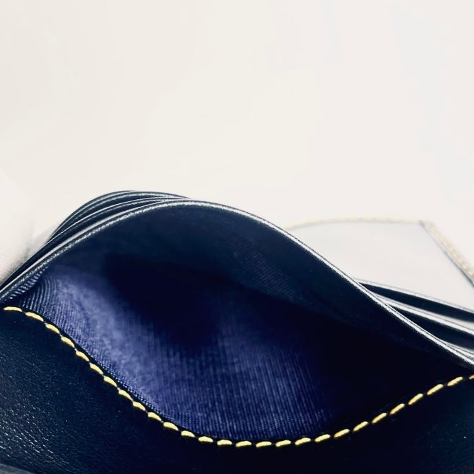 Christian Dior CD Navy Blue GHW Saddle Lotus Oblique Monogram Logo Flap Bifold Compact Wallet