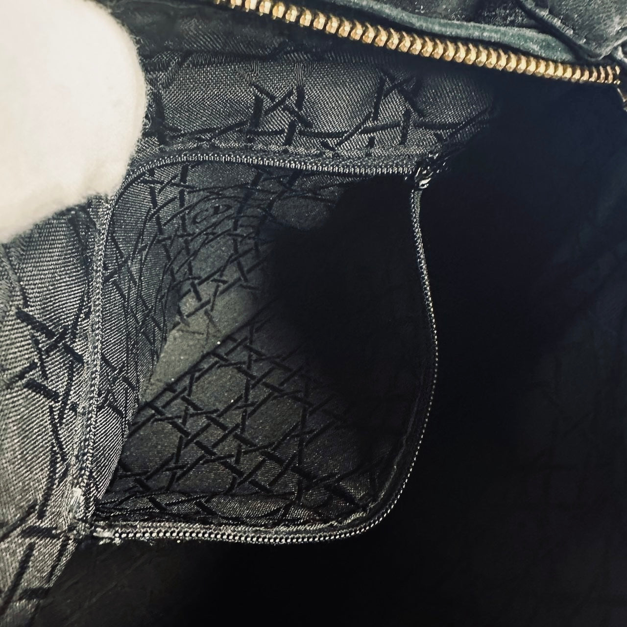 Christian Dior CD Medium Lady Dior Black GHW Quilted Cannage Lambskin & Suede Top Handle Shopper Shoulder Bag