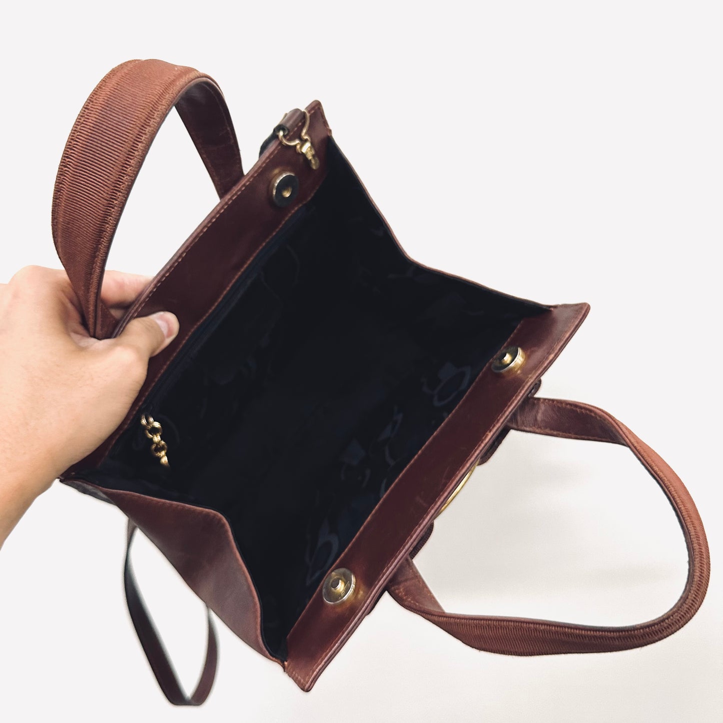 Salvatore Ferragamo Vara Dark Brown GHW Smooth Leather 2-Way Shoulder Sling Top Handle Kelly Bag