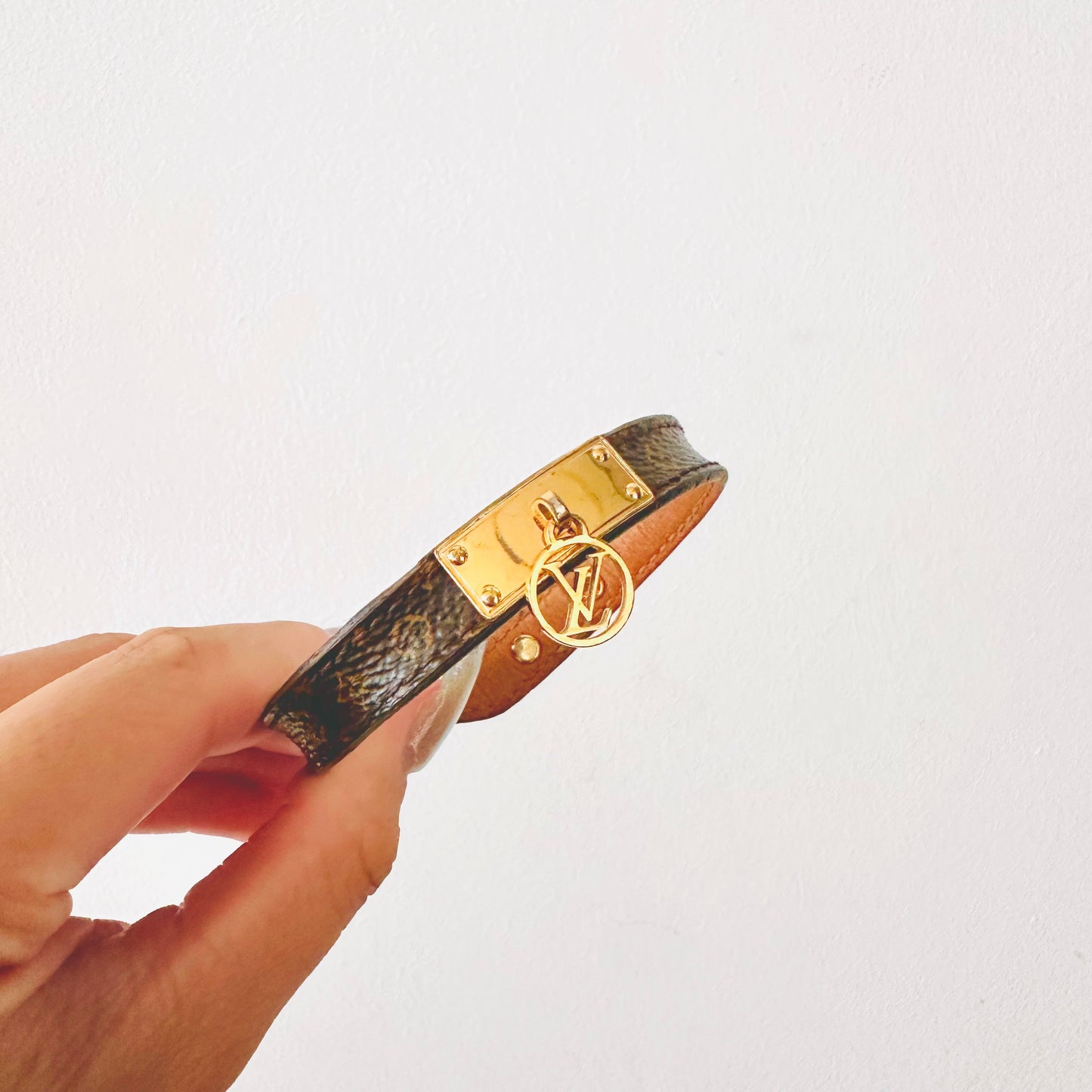 Louis Vuitton LV Brown Logomania Monogram Logo GHW Leather Bracelet