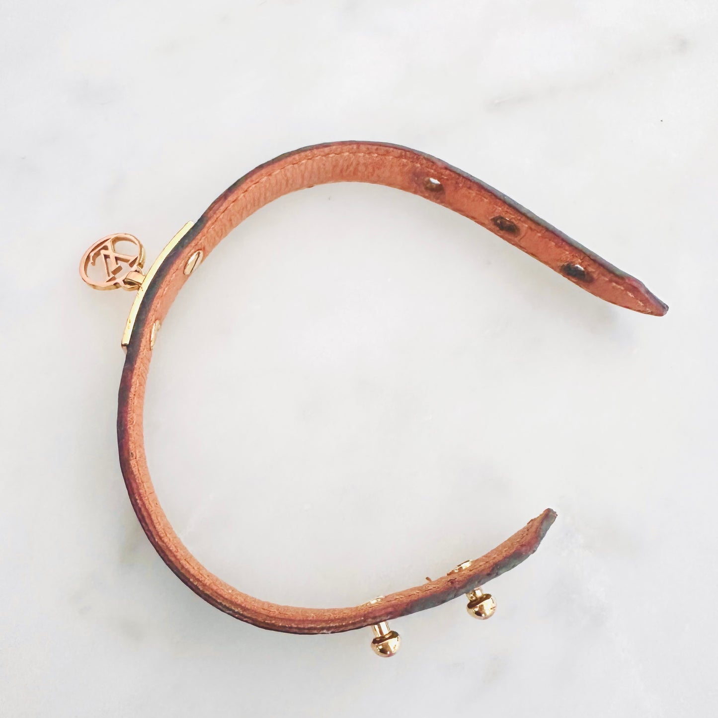 Louis Vuitton LV Brown Logomania Monogram Logo GHW Leather Bracelet