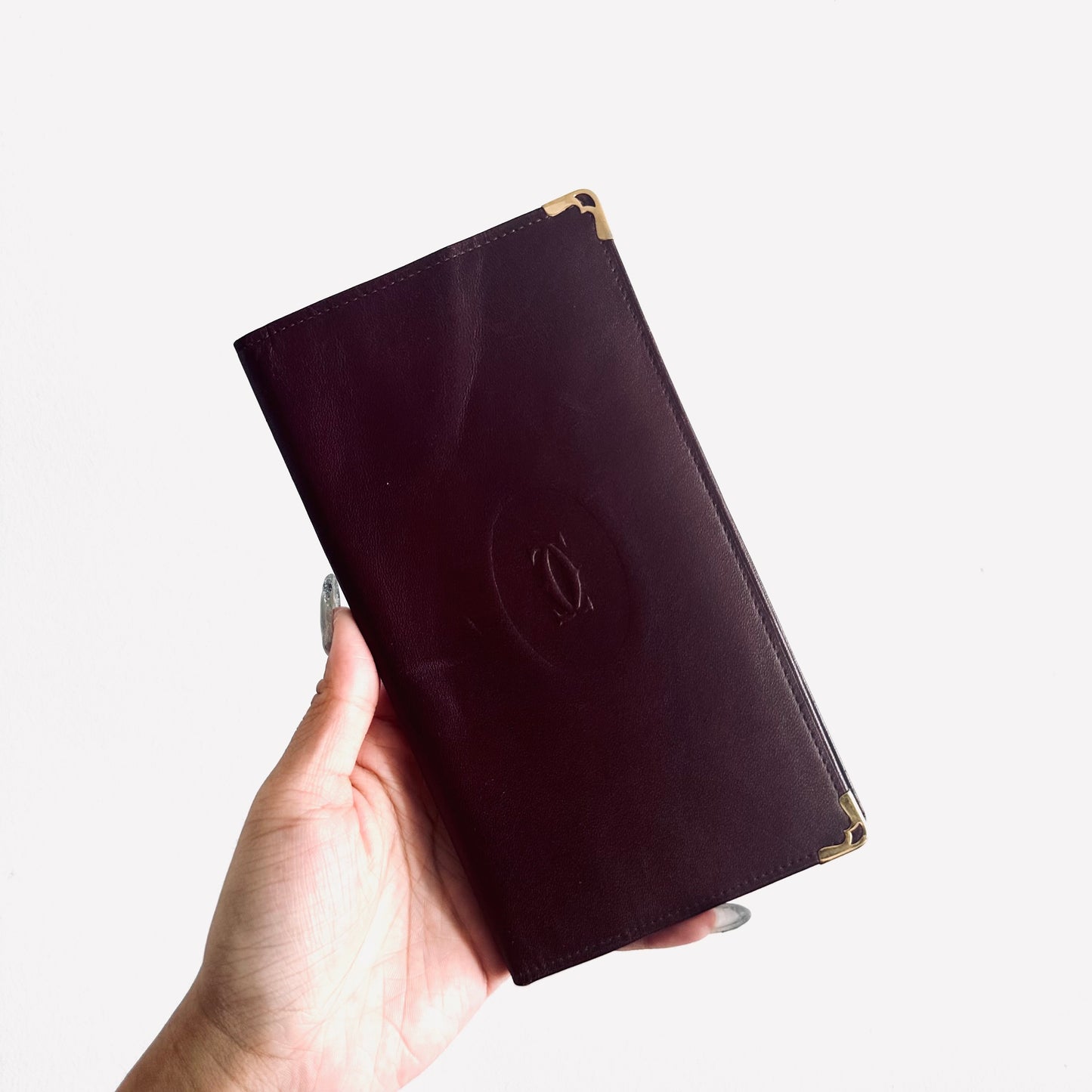 Cartier Must / Mast de Cartier Maroon Burgundy GHW Smooth Leather Bifold Long Wallet