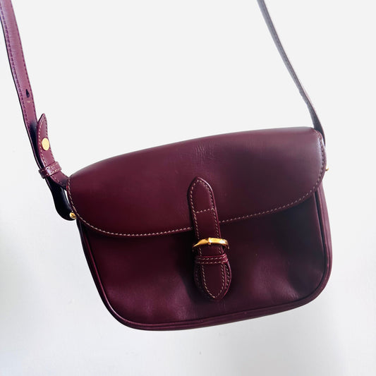 Cartier Must / Mast de Cartier Burgundy Red Maroon GHW Smooth Leather Flap Shoulder Sling Bag