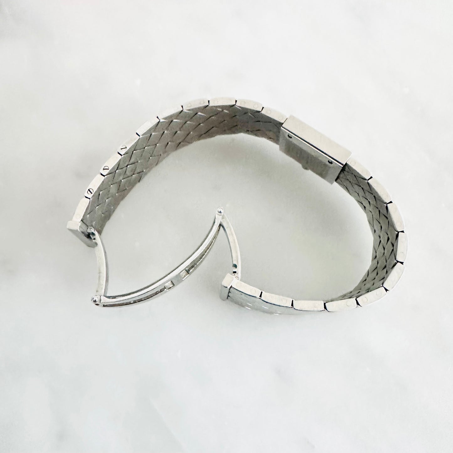 Chanel CC Monogram Logo Black Square Dial Stainless Steel Matelasse Quilted 19MM Quartz Watch