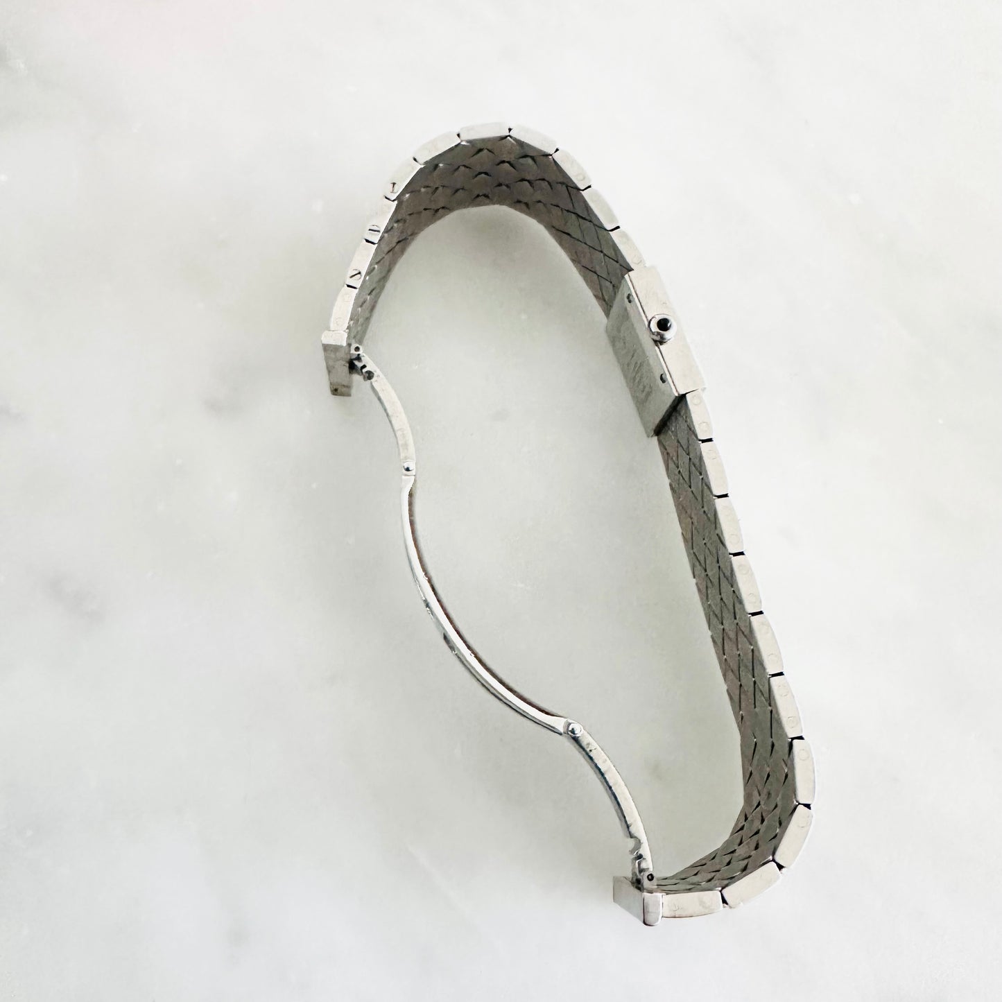 Chanel CC Monogram Logo Black Square Dial Stainless Steel Matelasse Quilted 19MM Quartz Watch