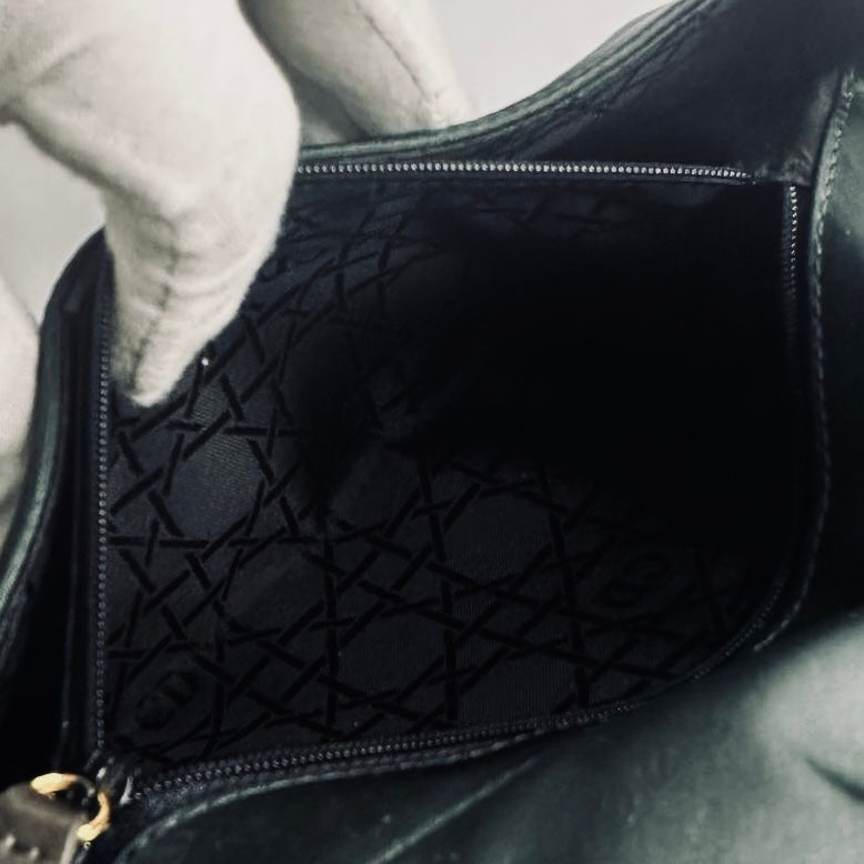 Christian Dior CD Malachite Jade Green Malice GHW Monogram Logo & Leather Hobo Baguette Flap Pochette Shoulder Bag
