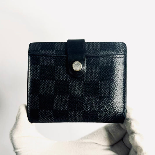 Louis Vuitton LV Damier Graphite DG Monogram Logo Multiple Zippy Zip Around Flap Compact Bifold Wallet