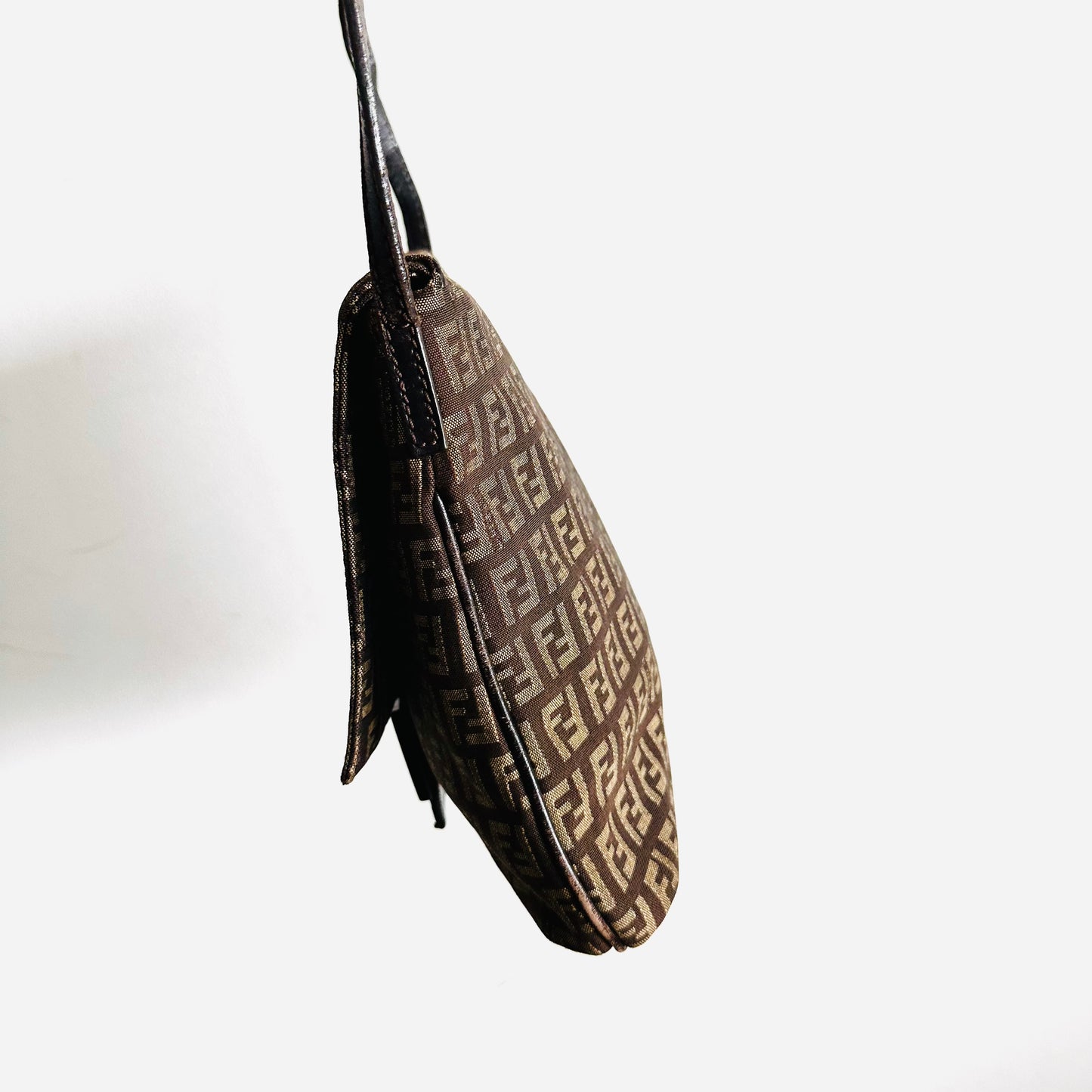 Fendi Dark Brown Zucca FF Monogram Logo Flap Shoulder Sling Bag