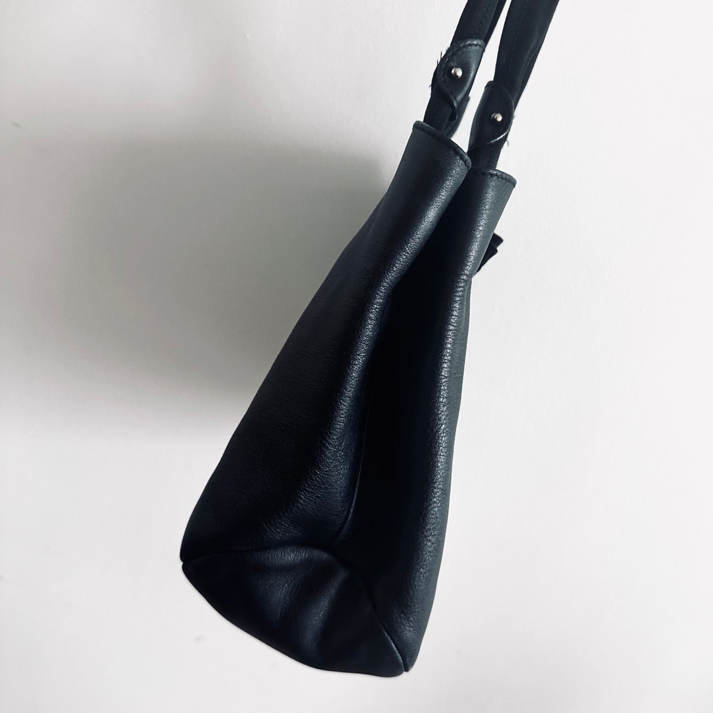 Salvatore Ferragamo Vara Black Leather Monogram Logo Bow Tote Bag