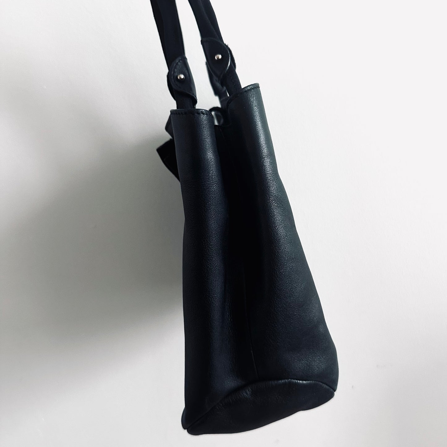 Salvatore Ferragamo Vara Black Leather Monogram Logo Bow Tote Bag