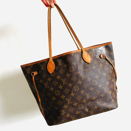 Louis Vuitton LV Neverfull MM Monogram Logo GHW Shoulder Shopper Tote Bag