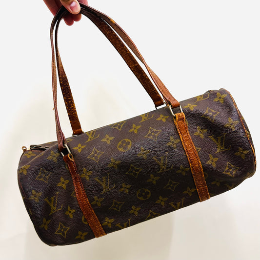 Louis Vuitton LV Monogram Logo Papillon Roller 26 GHW Shoulder Vintage Boston Bag