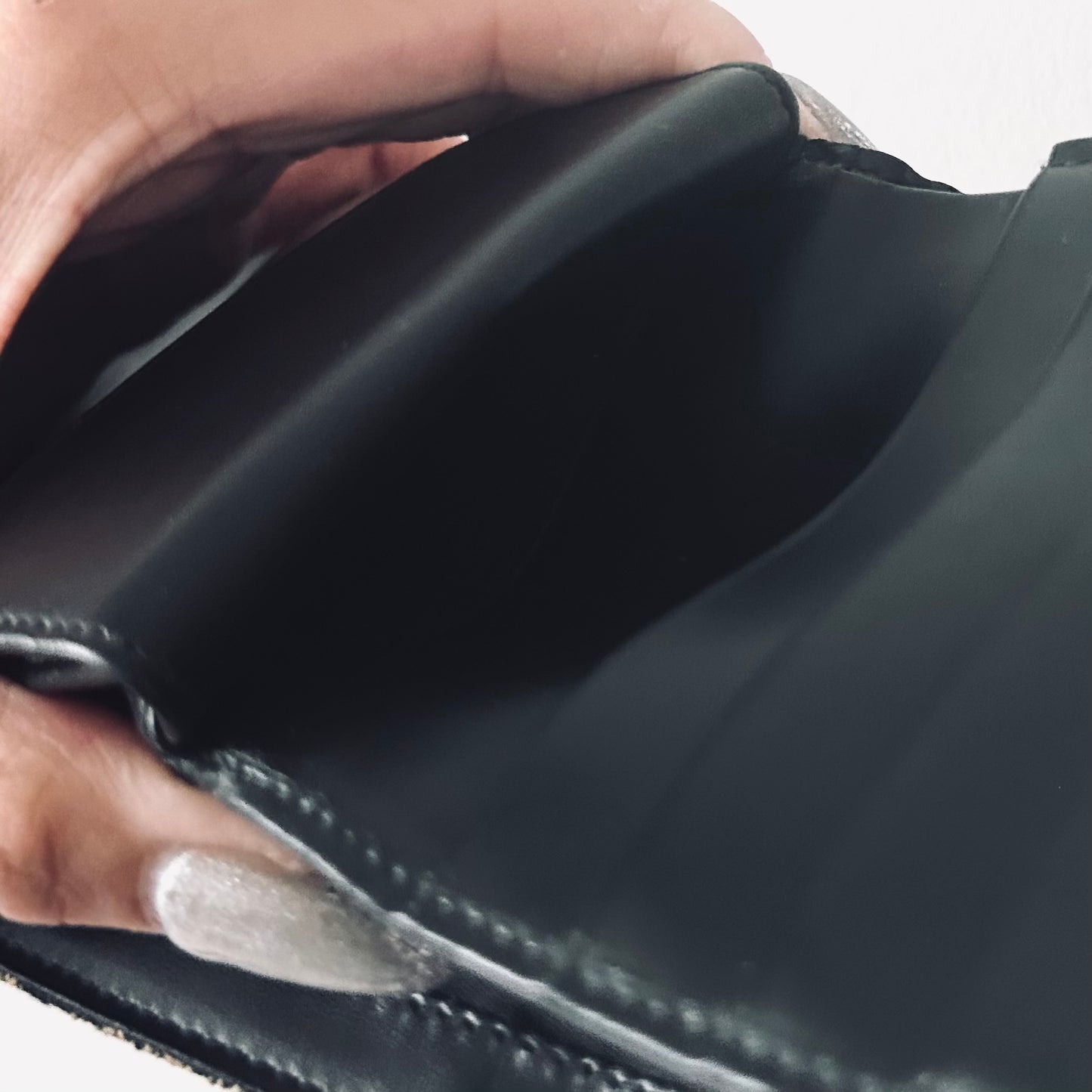 Christian Dior CD Black Saddle Lotus Oblique Monogram Logo Flap Trifold Compact Wallet