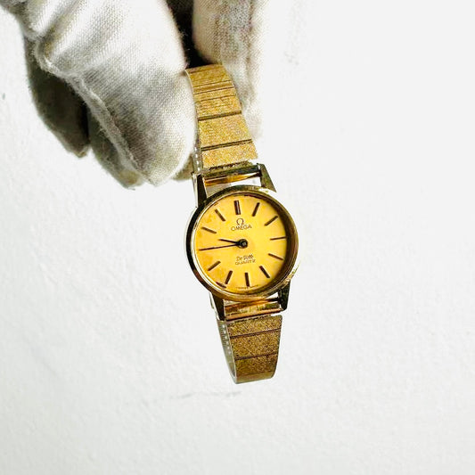 Omega De Ville Gold Stainless Steel Round Dial 21MM Vintage Quartz Watch