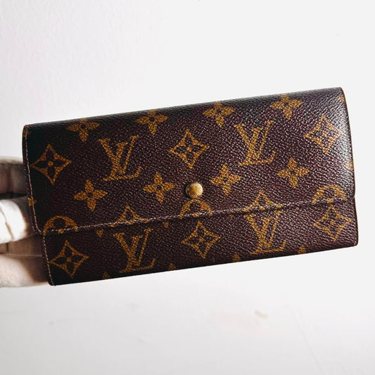 Louis Vuitton LV Sarah Monogram Logo GHW Vintage Flap Long Wallet