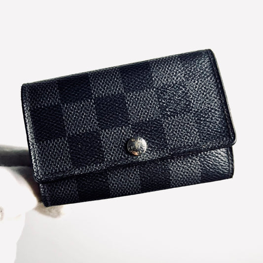 Louis Vuitton LV Damier Graphite DG Monogram Logo Flap Compact 6 Key Cles Holder Wallet