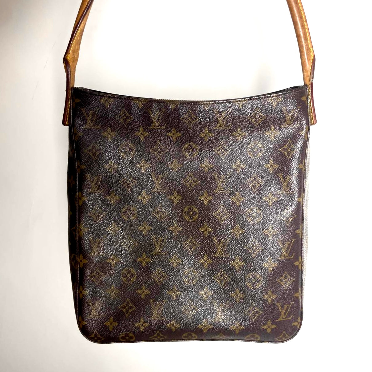 Louis Vuitton LV Looping Monogram Logo GHW Top Handle Hobo Baguette Shoulder Bag