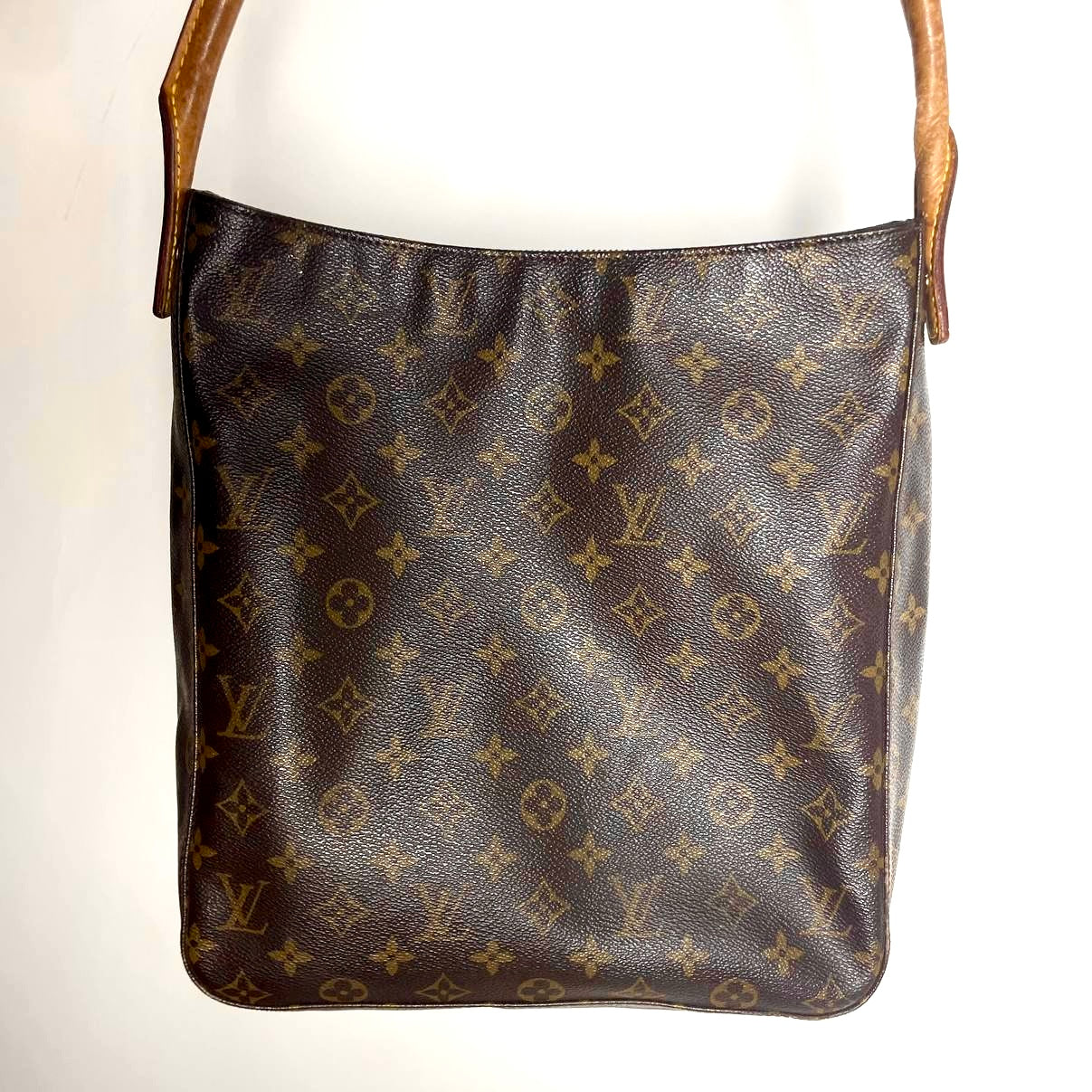 Louis Vuitton LV Looping Monogram Logo GHW Top Handle Hobo Baguette Shoulder Bag